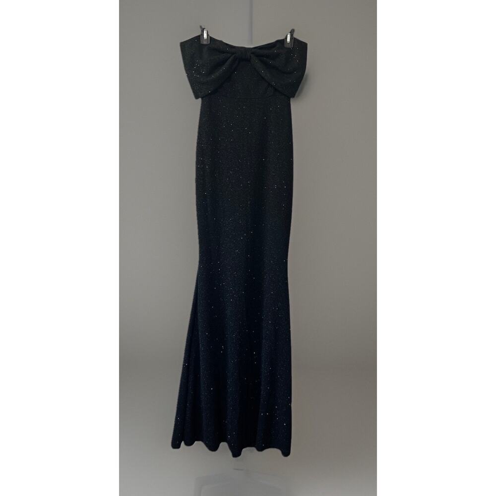 Windsor Dress Womens M Black Strapless Sweetheart Bow Mermaid Gown Maxi Prom